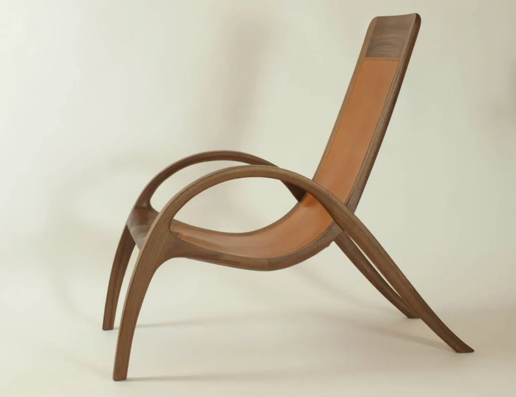 Armchair made from Nutt - wood and leather